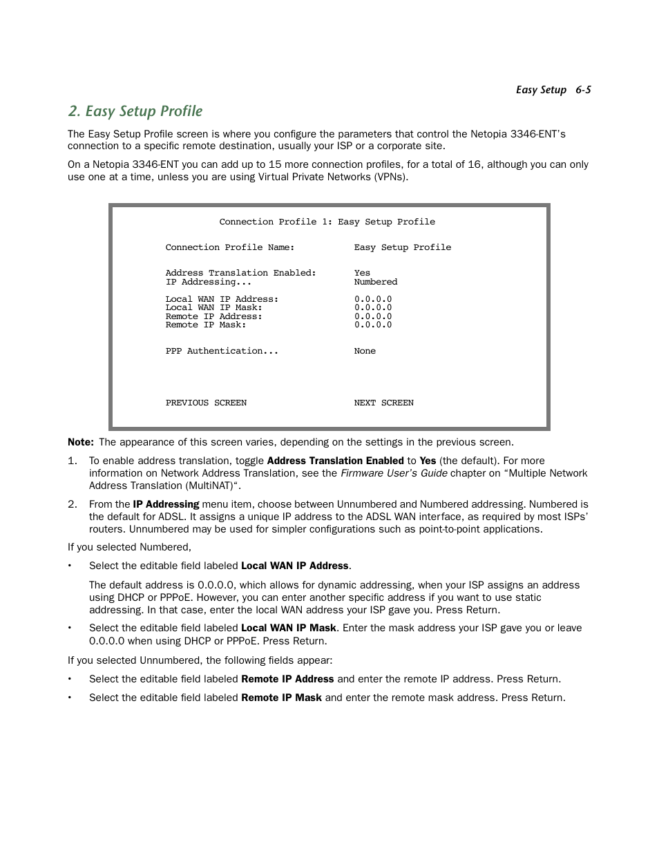 Easy setup profile, Easy setup profile -5 | Netopia 3346-ENT User Manual | Page 29 / 38