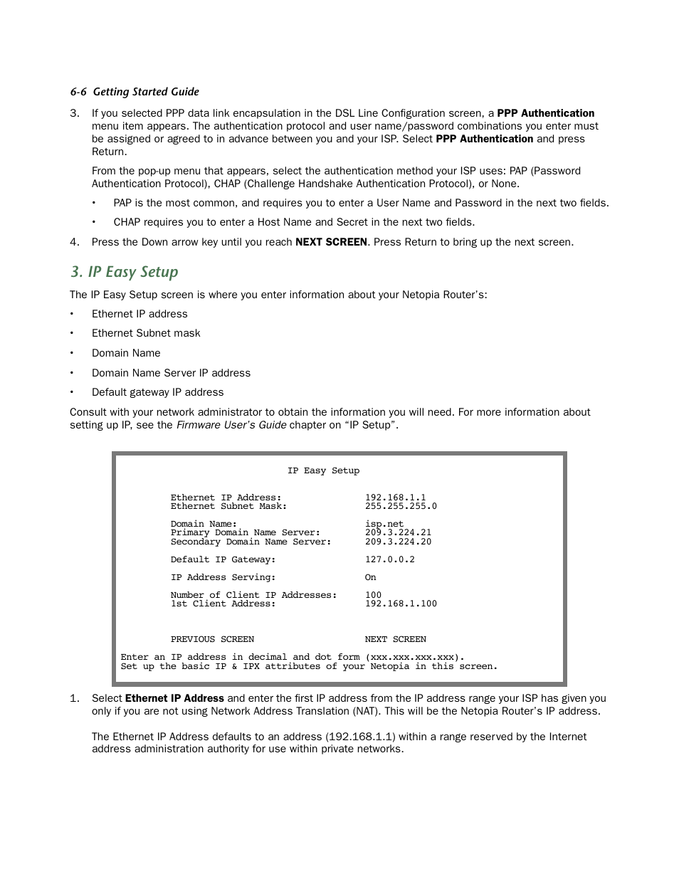 Ip easy setup, Ip easy setup -6 | Netopia 3346-ENT User Manual | Page 30 / 38