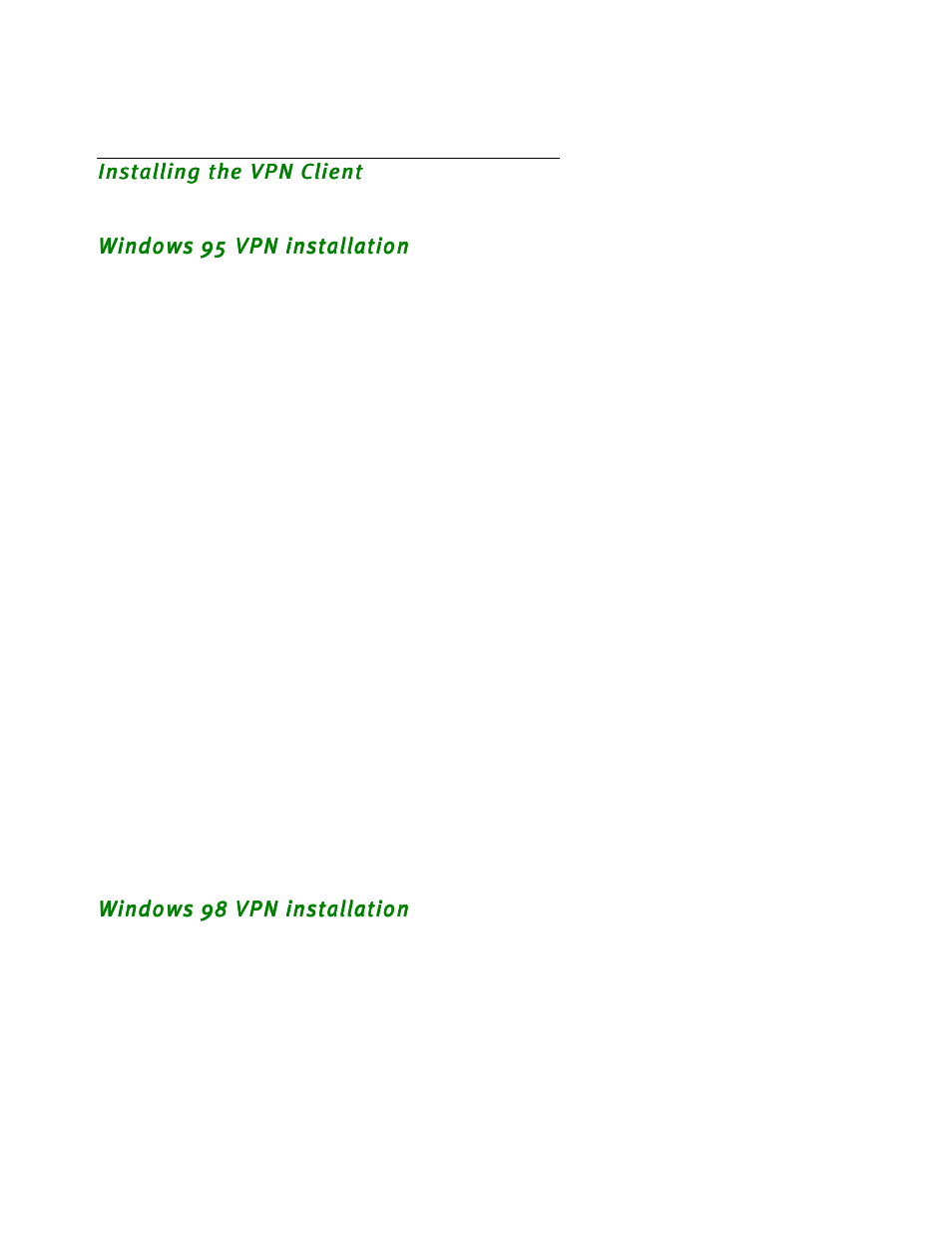 Installing the vpn client, Windows 95 vpn installation, Windows 98 vpn installation | Installing the vpn client -14, Windows 95 vpn installation -14, Windows 98 vpn installation -14 | Netopia R2020 User Manual | Page 116 / 312