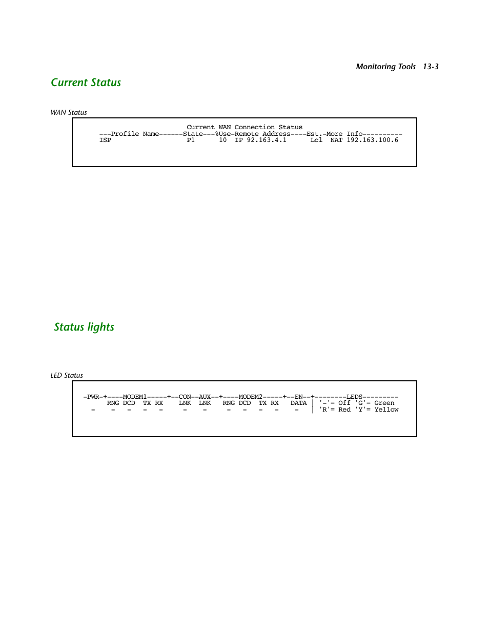 Current status, Status lights, Current status -3 | Status lights -3 | Netopia R2121 User Manual | Page 149 / 280