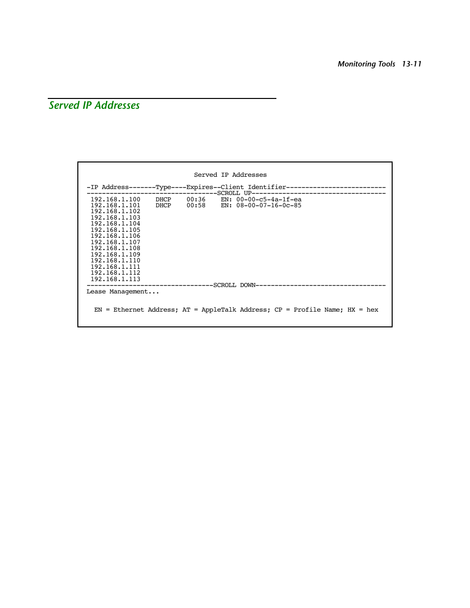 Served ip addresses, Ser ved ip addresses -11 | Netopia R2121 User Manual | Page 157 / 280