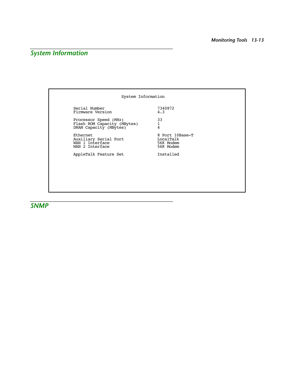 System information, Snmp, System information -13 | Snmp -13, Otocol). see, Otocol (see | Netopia R2121 User Manual | Page 159 / 280