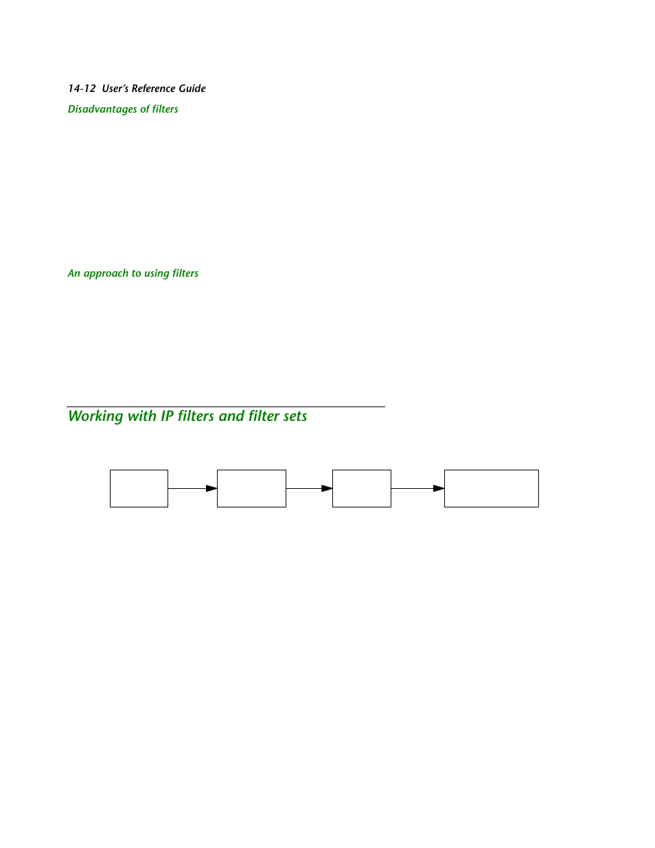 Disadvantages of filters, An approach to using filters, Working with ip filters and filter sets | Working with ip filters and filter sets -12 | Netopia R2121 User Manual | Page 174 / 280