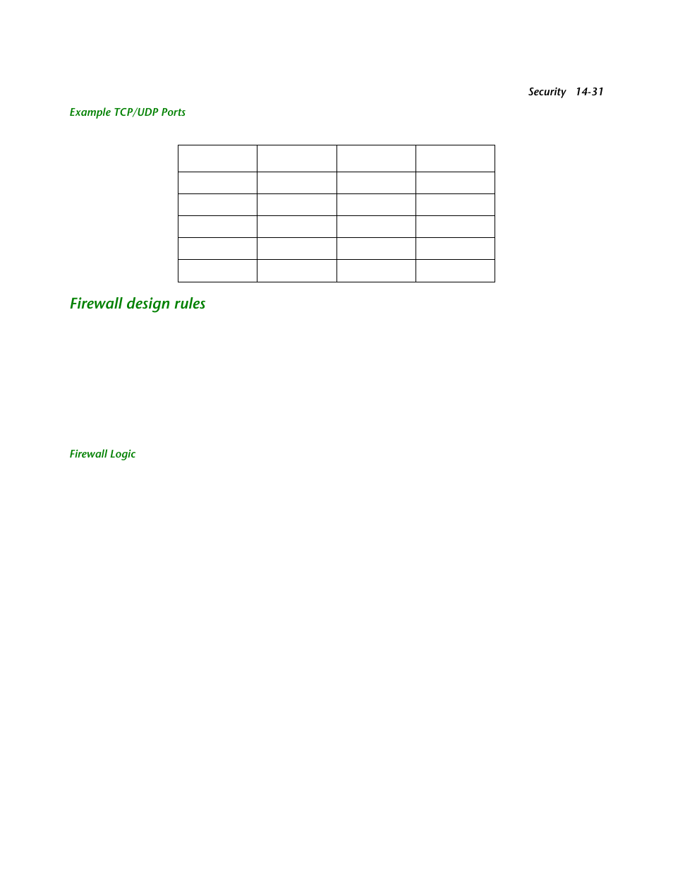 Example tcp/udp ports, Firewall design rules, Firewall logic | Firewall design rules -31 | Netopia R2121 User Manual | Page 193 / 280