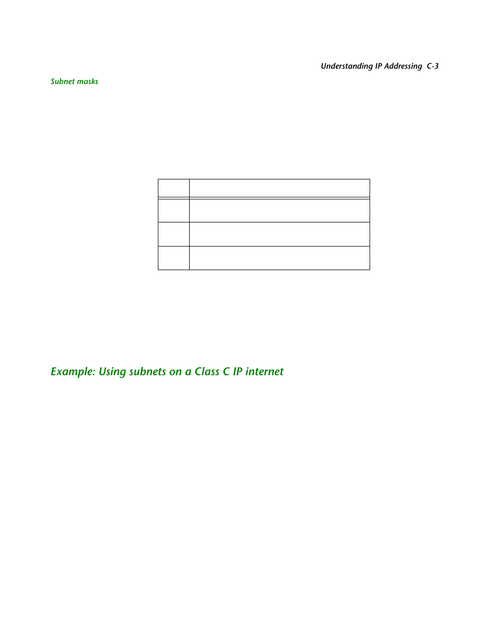 Subnet masks, Example: using subnets on a class c ip internet | Netopia R2121 User Manual | Page 231 / 280