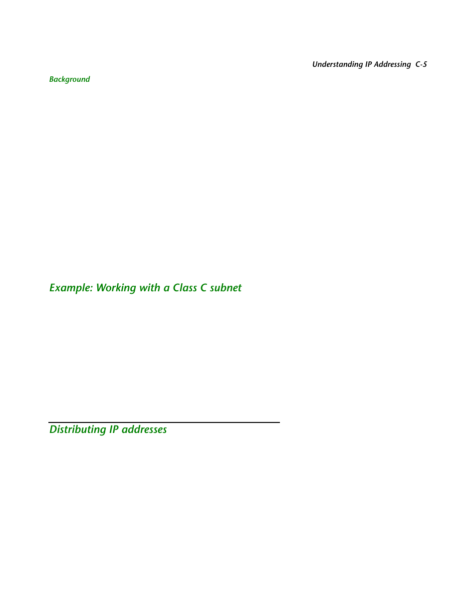 Background, Example: working with a class c subnet, Distributing ip addresses | Netopia R2121 User Manual | Page 233 / 280