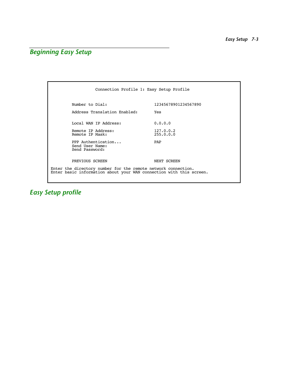 Beginning easy setup, Easy setup profile, Beginning easy setup -3 | Easy setup profile -3 | Netopia R2121 User Manual | Page 69 / 280