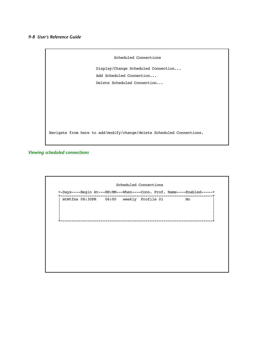 Viewing scheduled connections | Netopia R2121 User Manual | Page 96 / 280