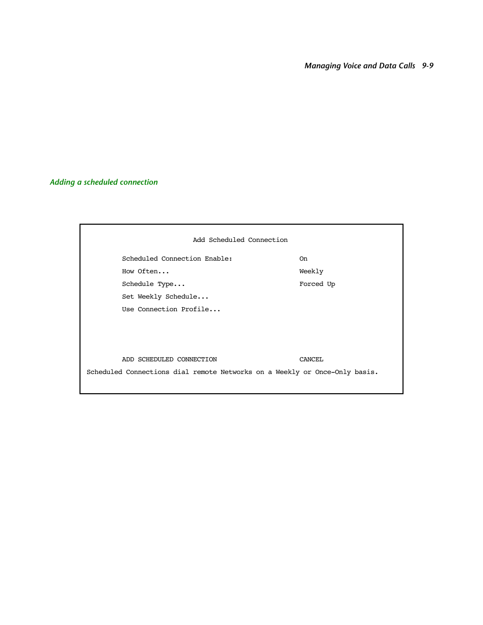 Adding a scheduled connection | Netopia R2121 User Manual | Page 97 / 280