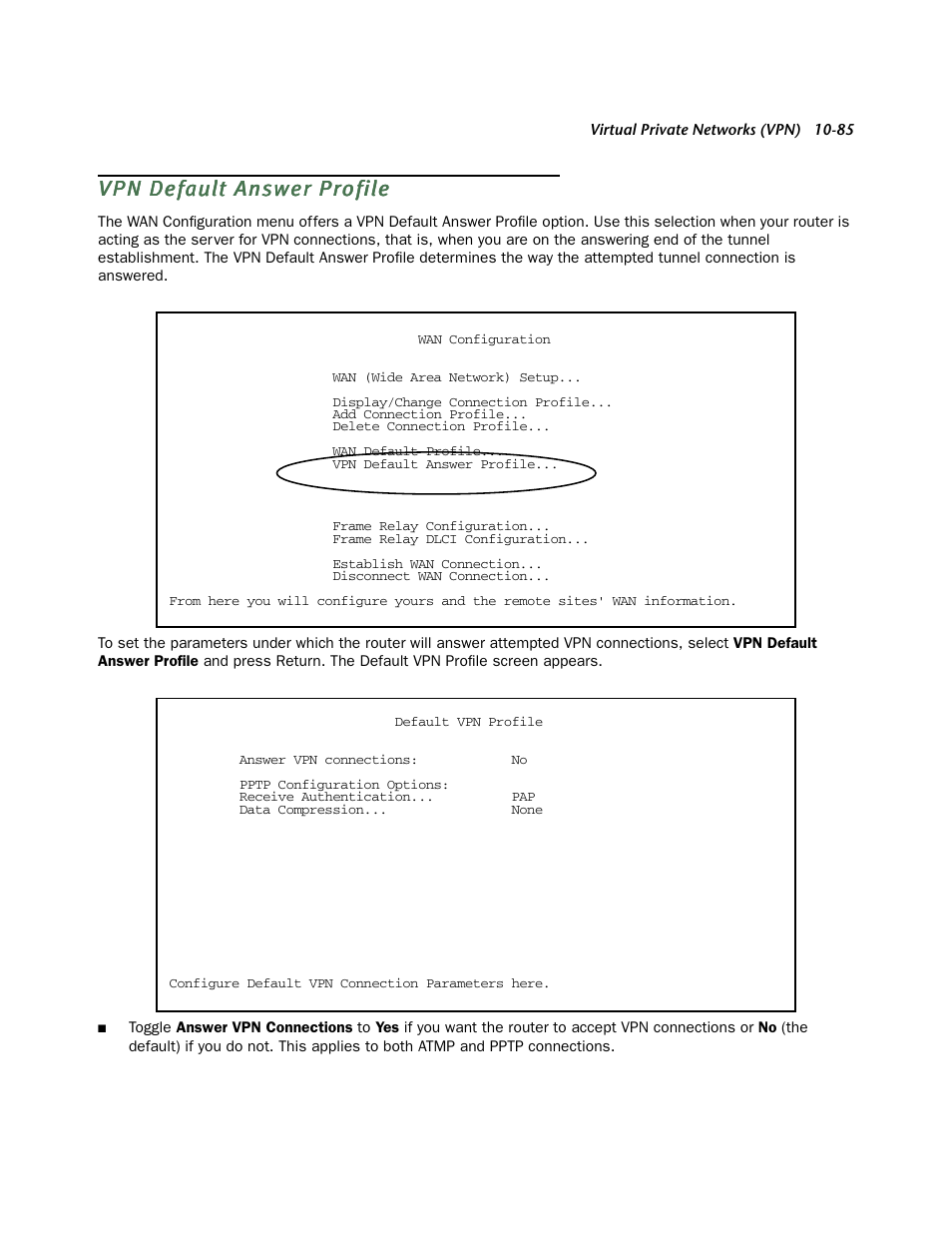 Vpn default answer profile | Netopia R910 User Manual | Page 85 / 209