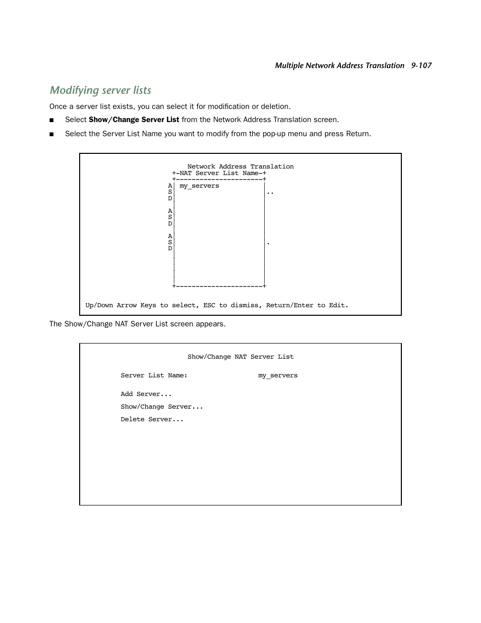 Modifying server lists | Netopia 4553 User Manual | Page 107 / 218