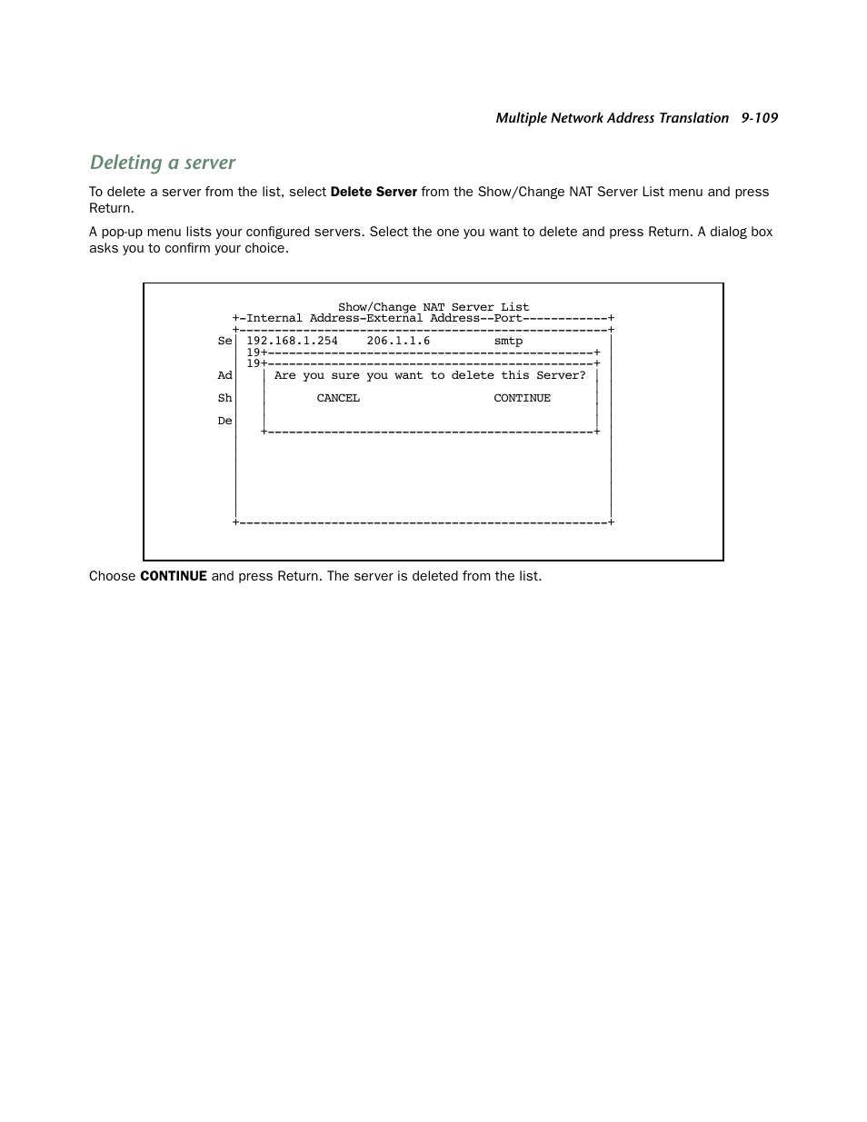 Deleting a server | Netopia 4553 User Manual | Page 109 / 218