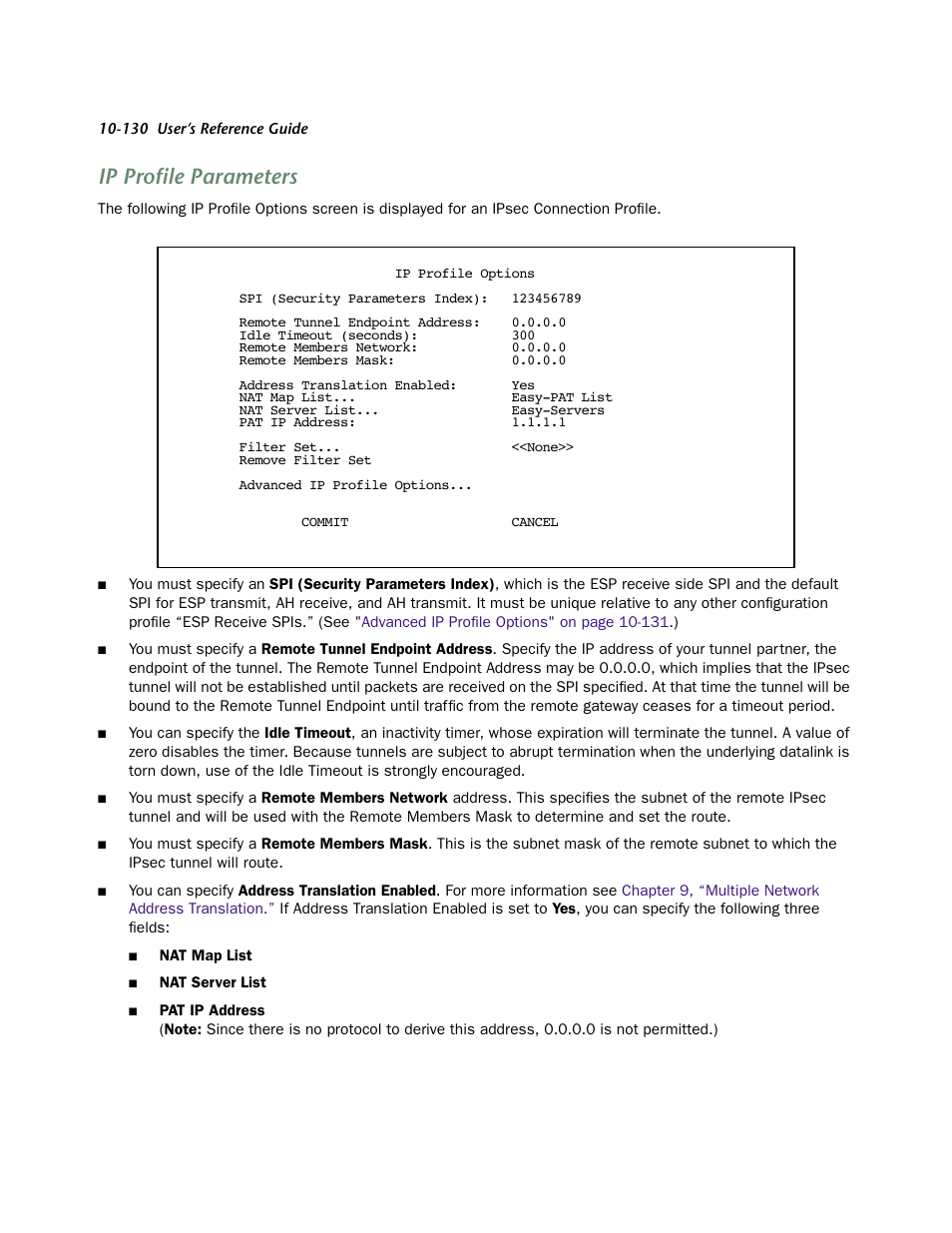 Ip profile parameters | Netopia 4553 User Manual | Page 130 / 218