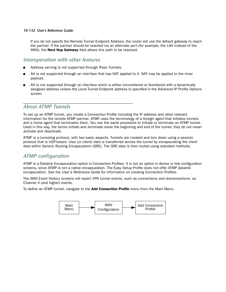 Interoperation with other features, About atmp tunnels, Atmp configuration | Netopia 4553 User Manual | Page 132 / 218