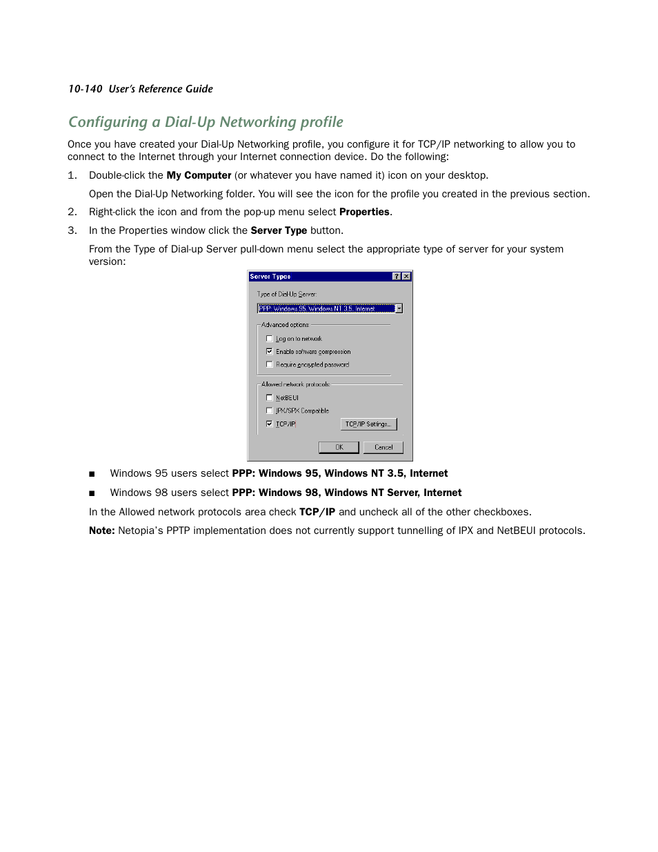 Configuring a dial-up networking profile | Netopia 4553 User Manual | Page 140 / 218