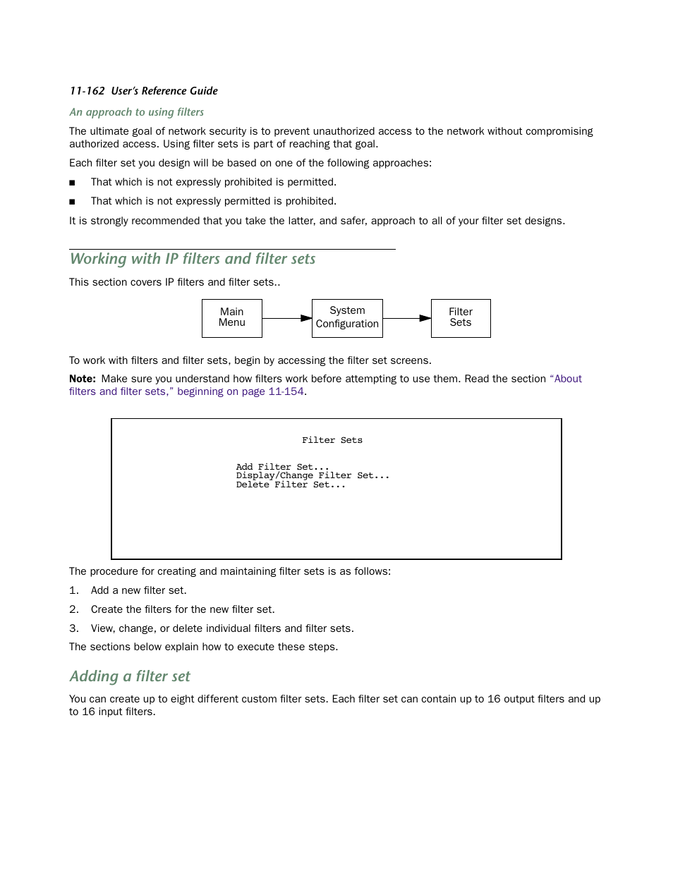 Working with ip filters and filter sets, Adding a filter set | Netopia 4553 User Manual | Page 162 / 218