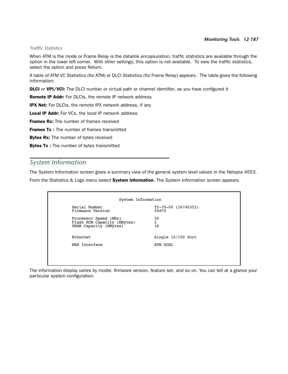 System information | Netopia 4553 User Manual | Page 187 / 218