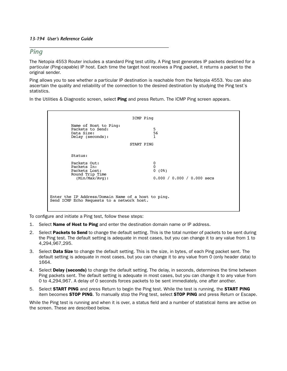 Ping | Netopia 4553 User Manual | Page 194 / 218