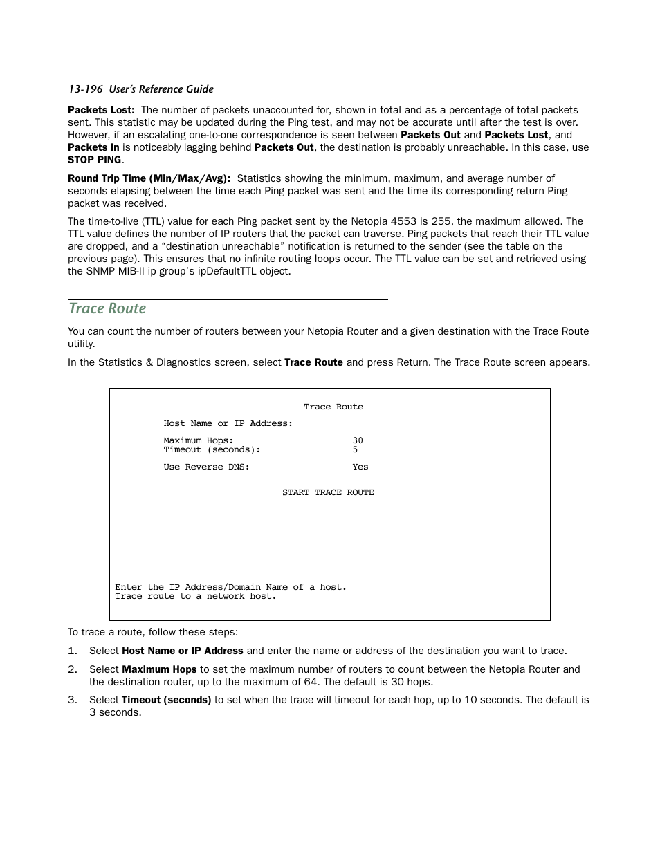 Trace route | Netopia 4553 User Manual | Page 196 / 218