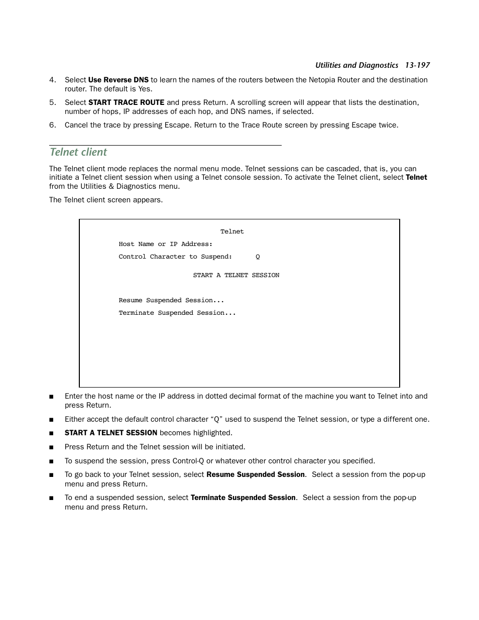 Telnet client | Netopia 4553 User Manual | Page 197 / 218