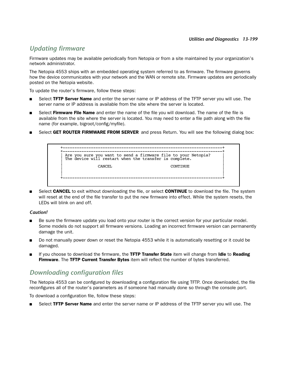 Updating firmware, Downloading configuration files | Netopia 4553 User Manual | Page 199 / 218