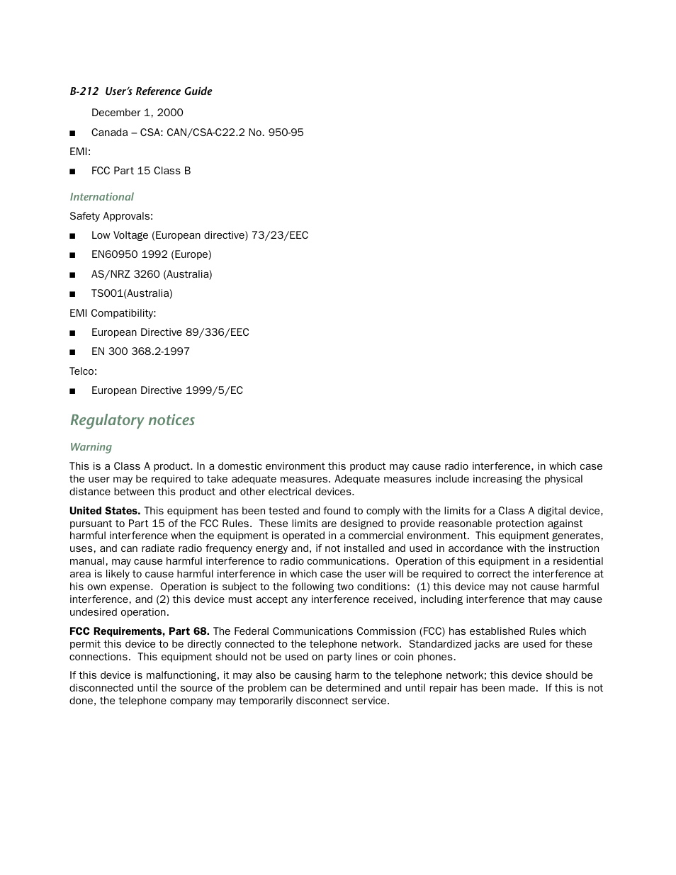 Regulatory notices | Netopia 4553 User Manual | Page 212 / 218