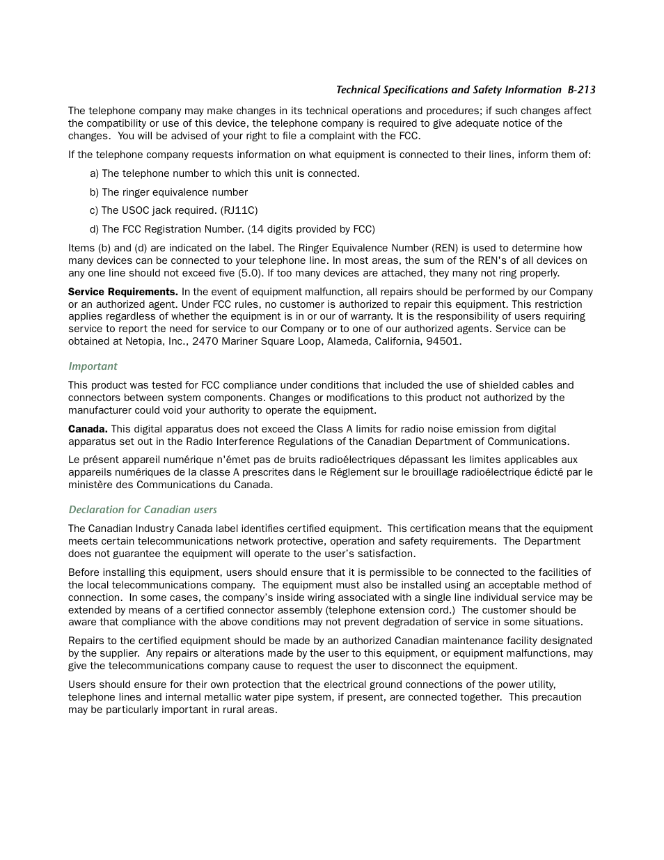 Netopia 4553 User Manual | Page 213 / 218