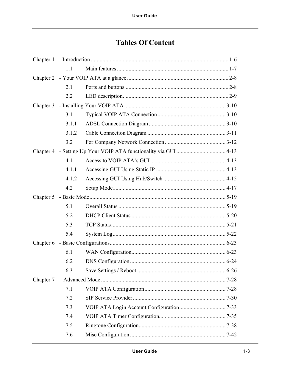 Tables of content | Netopia Network Adapater User Manual | Page 3 / 69