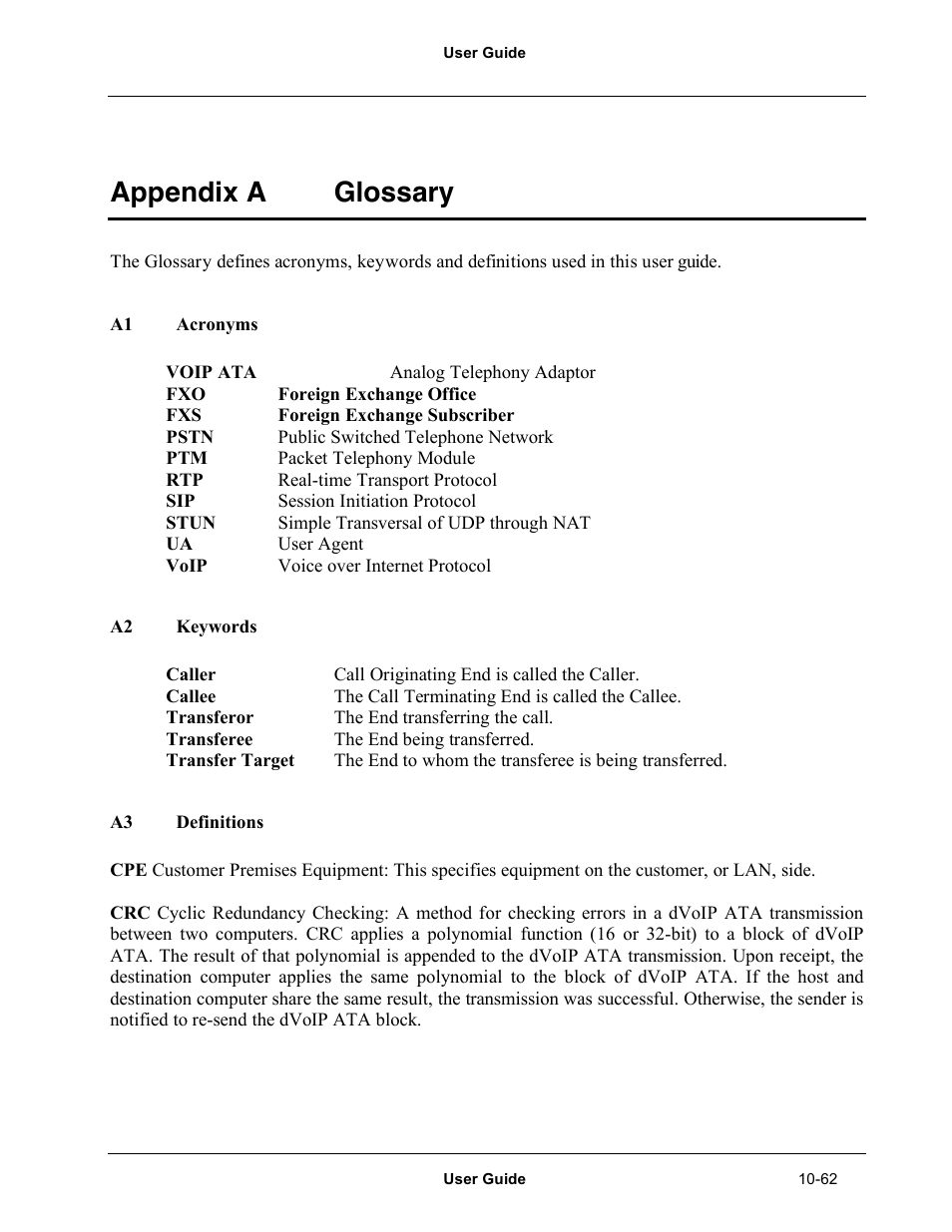 Appendix a glossary | Netopia Network Adapater User Manual | Page 62 / 69