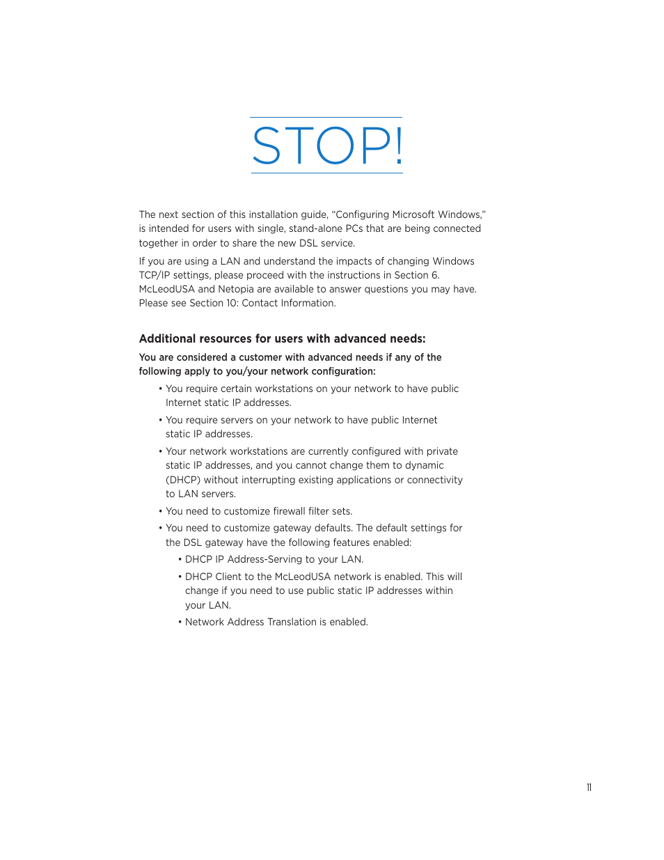 Stop | Netopia 3347NWG-VGx User Manual | Page 15 / 33