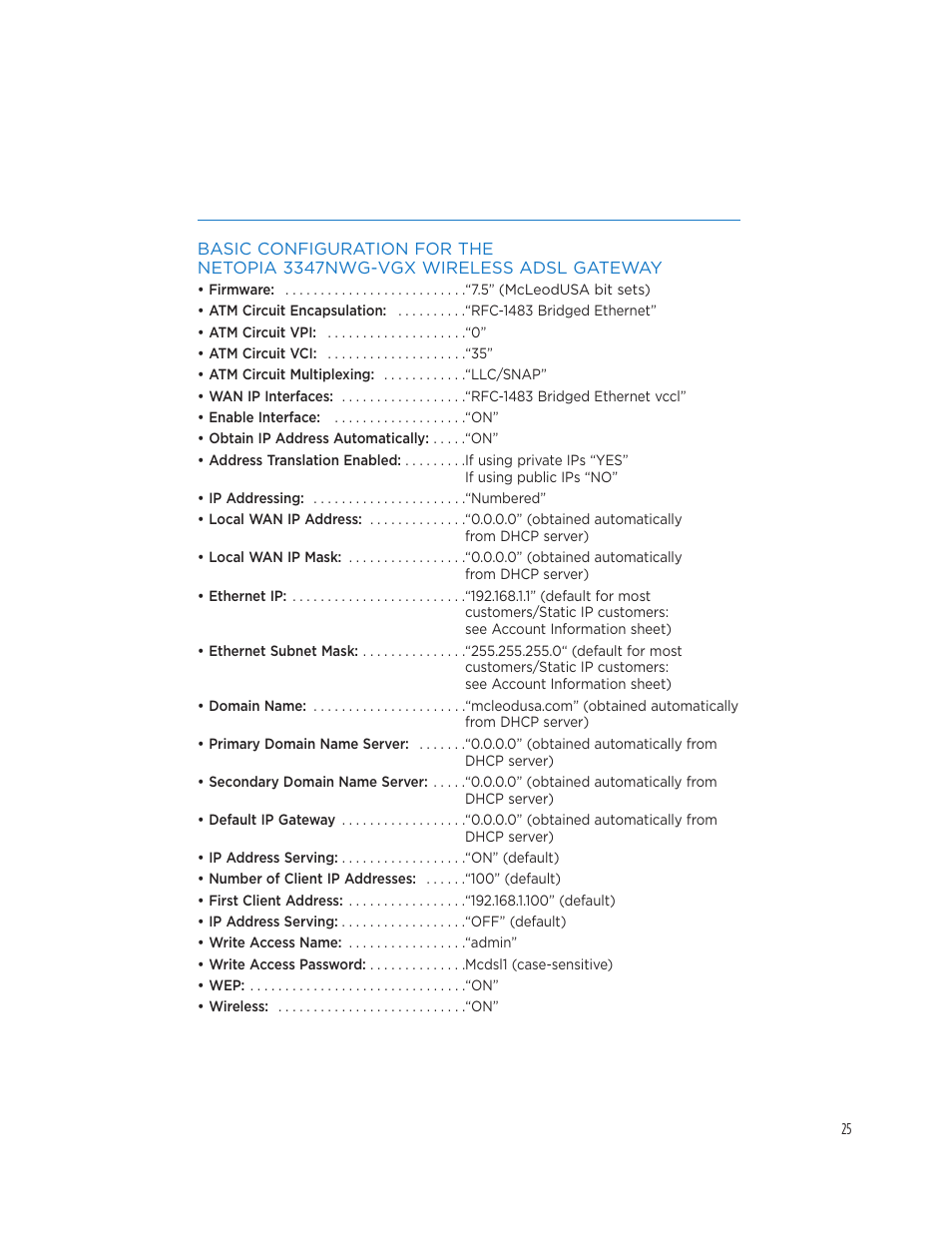 Netopia 3347NWG-VGx User Manual | Page 29 / 33