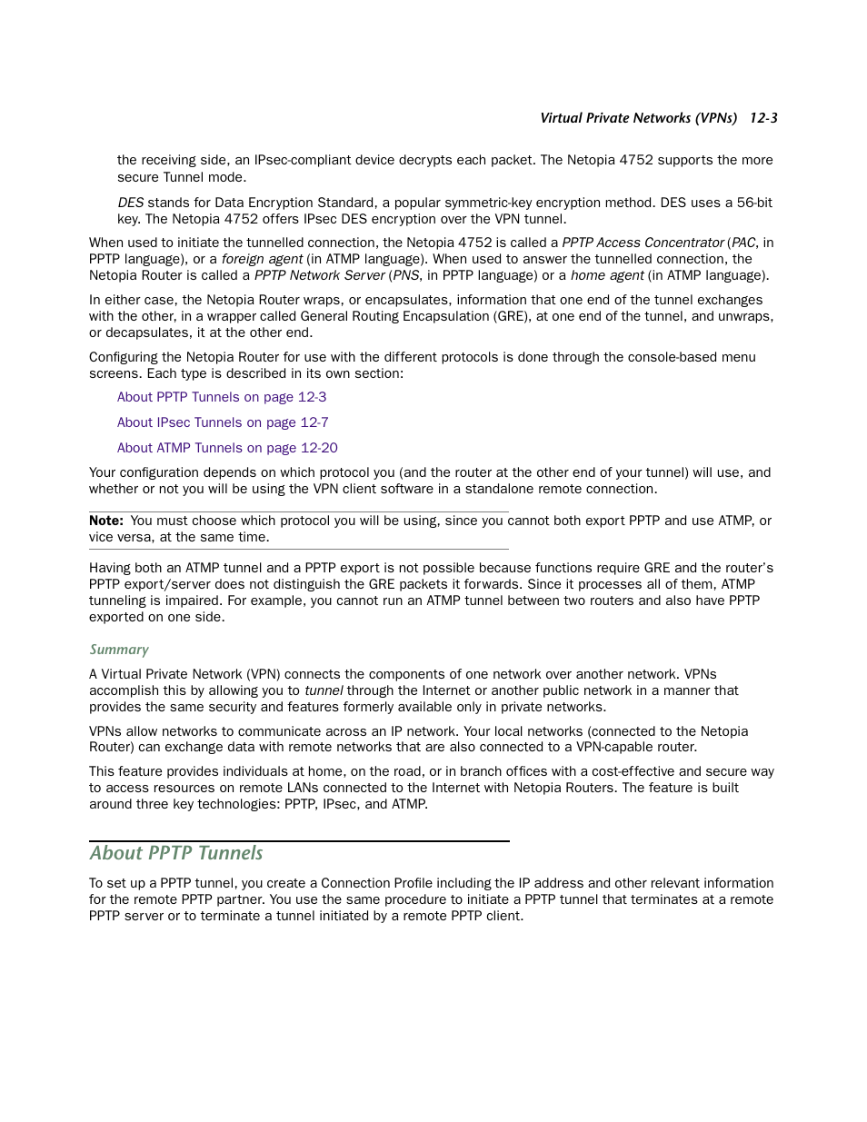 About pptp tunnels, About pptp tunnels -3 | Netopia 4752 User Manual | Page 145 / 284