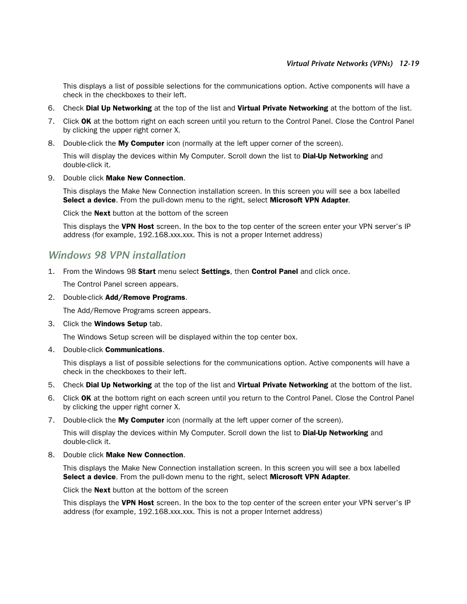 Windows 98 vpn installation, Windows 98 vpn installation -19 | Netopia 4752 User Manual | Page 161 / 284