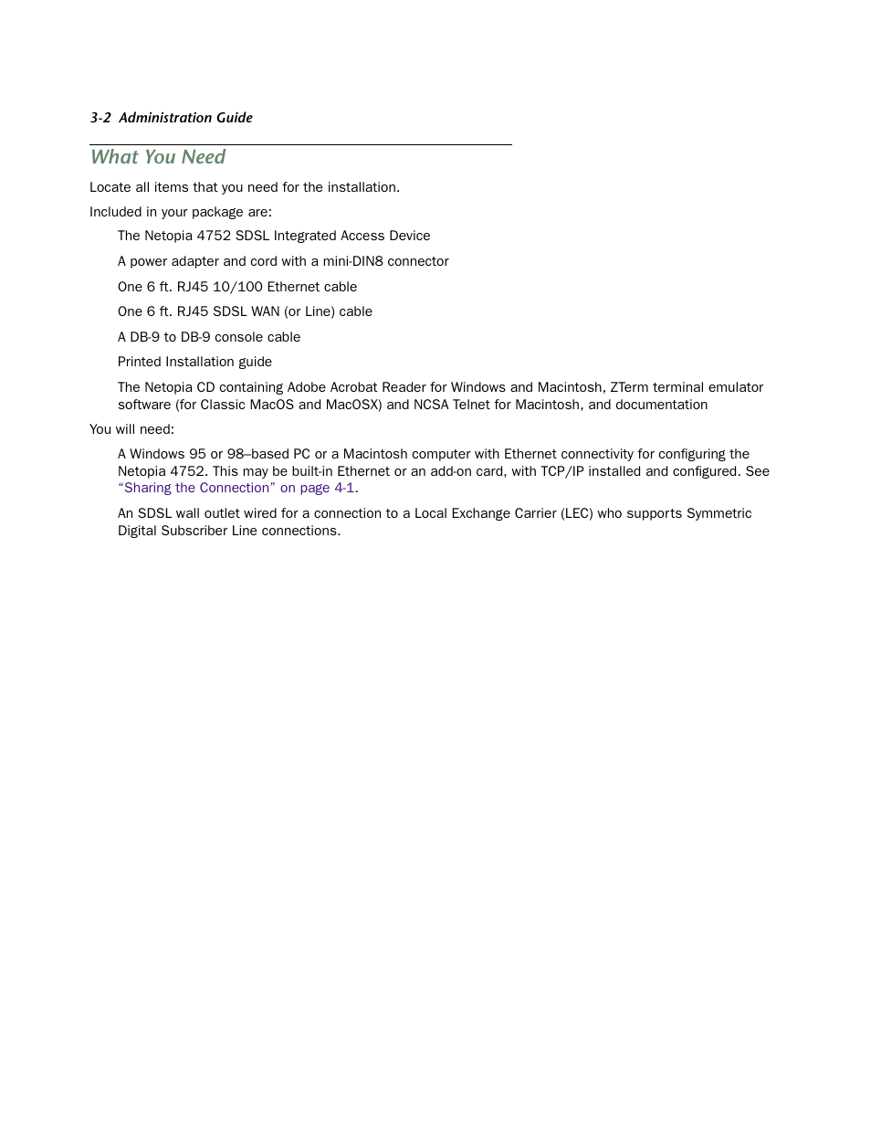 What you need, What you need -2 | Netopia 4752 User Manual | Page 20 / 284