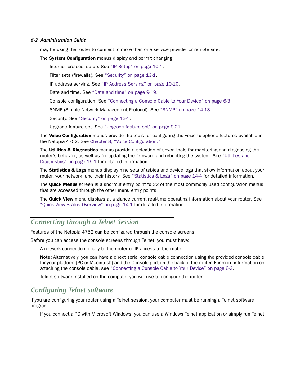 Connecting through a telnet session, Configuring telnet software, Connecting through a telnet session -2 | Configuring telnet software -2 | Netopia 4752 User Manual | Page 36 / 284