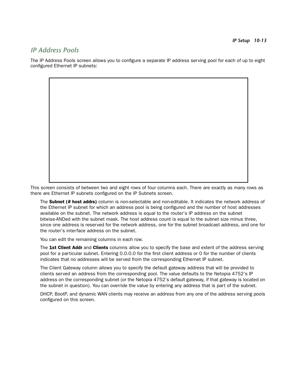 Ip address pools, Ip address pools -13 | Netopia 4752 User Manual | Page 95 / 284