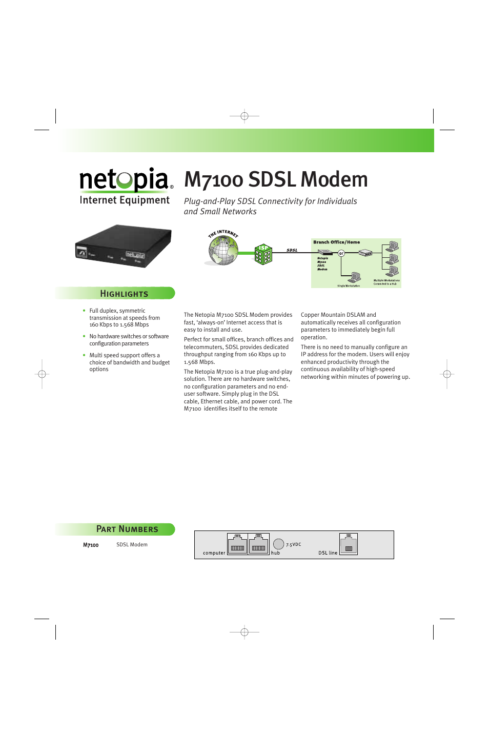 Netopia M7100 User Manual | 2 pages