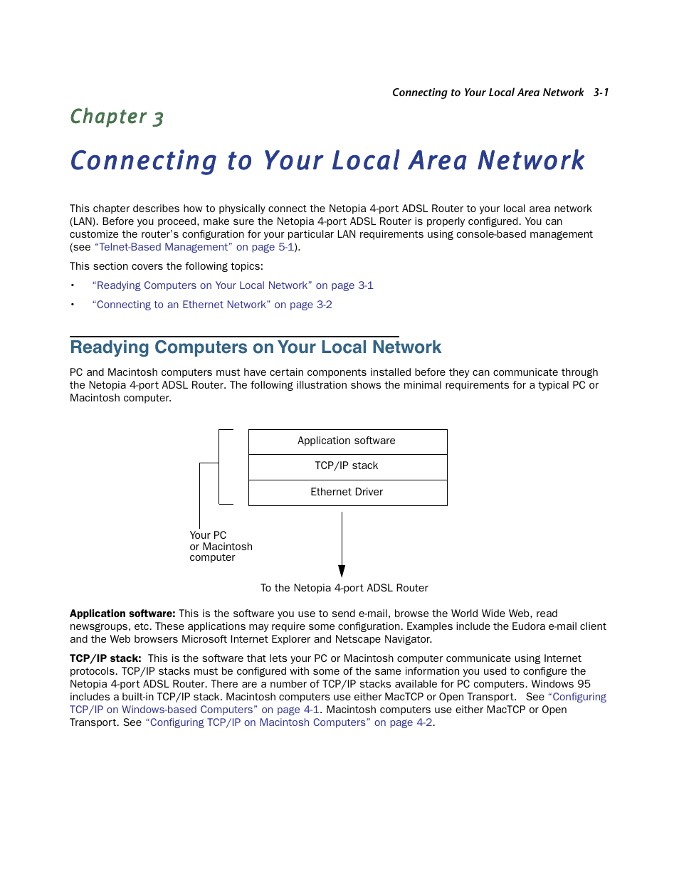 Connecting to your local area network, Readying computers on your local network, Readying computers on your local network -1 | Netopia 3356-ENT User Manual | Page 13 / 36