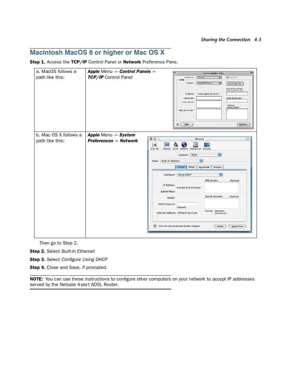 Macintosh macos 8 or higher or mac os x, Macintosh macos 8 or higher or mac os x -3 | Netopia 3356-ENT User Manual | Page 17 / 36