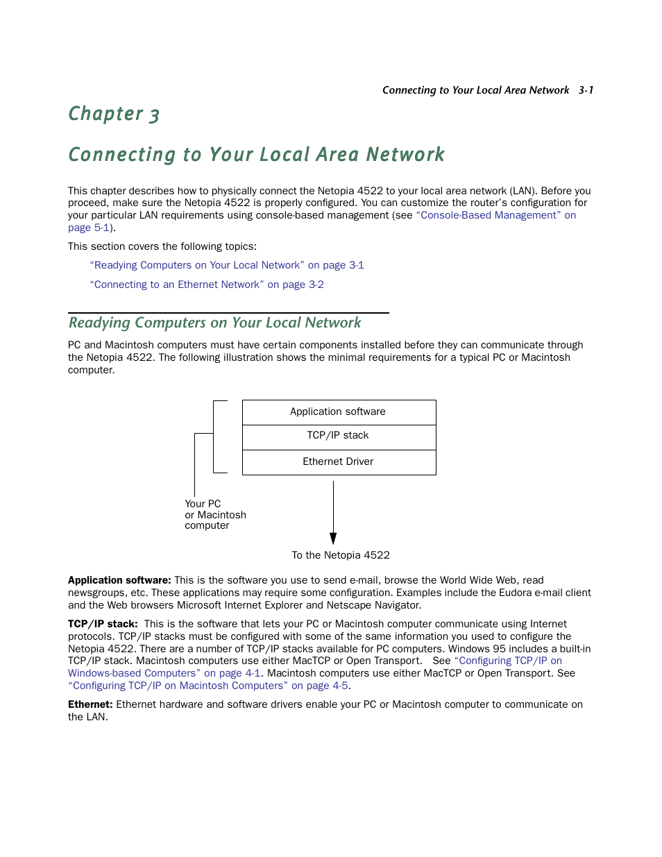 Connecting to your local area network, Readying computers on your local network, Readying computers on your local network -1 | Netopia 4522 T1 User Manual | Page 13 / 43