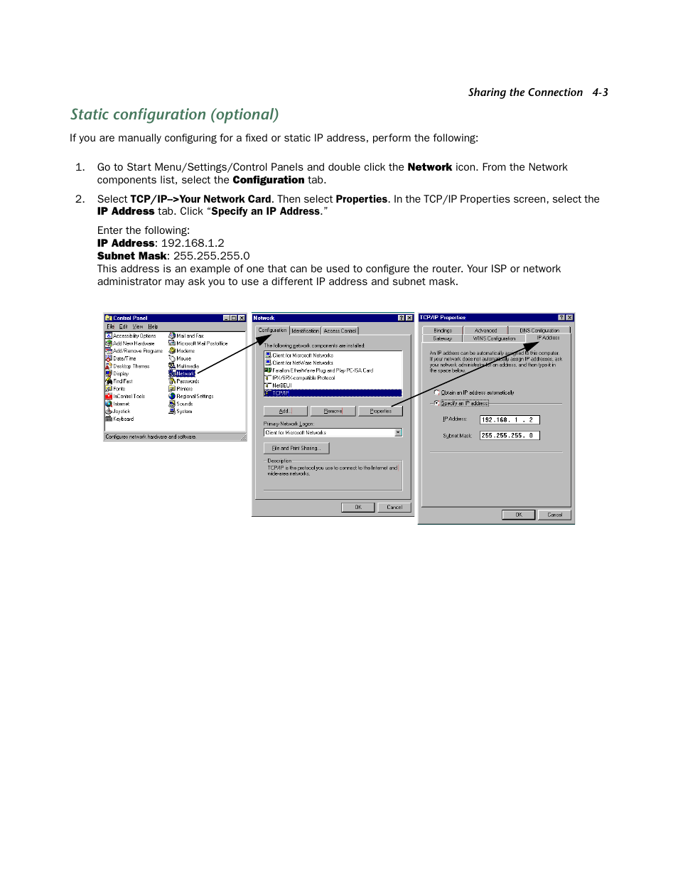 Static configuration (optional), Static configuration (optional) -3 | Netopia 4522 T1 User Manual | Page 17 / 43