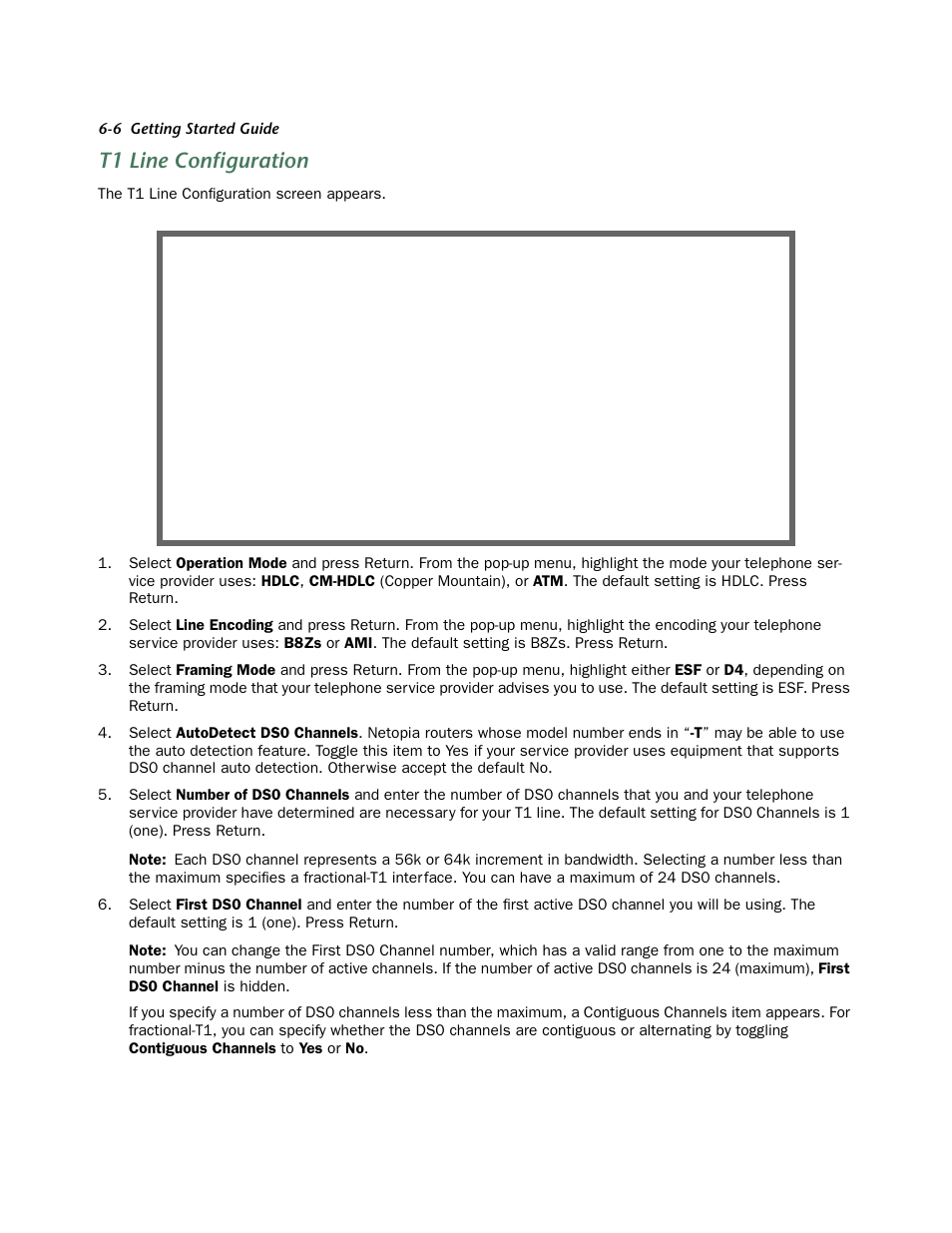 T1 line configuration, T1 line configuration -6 | Netopia 4522 T1 User Manual | Page 32 / 43