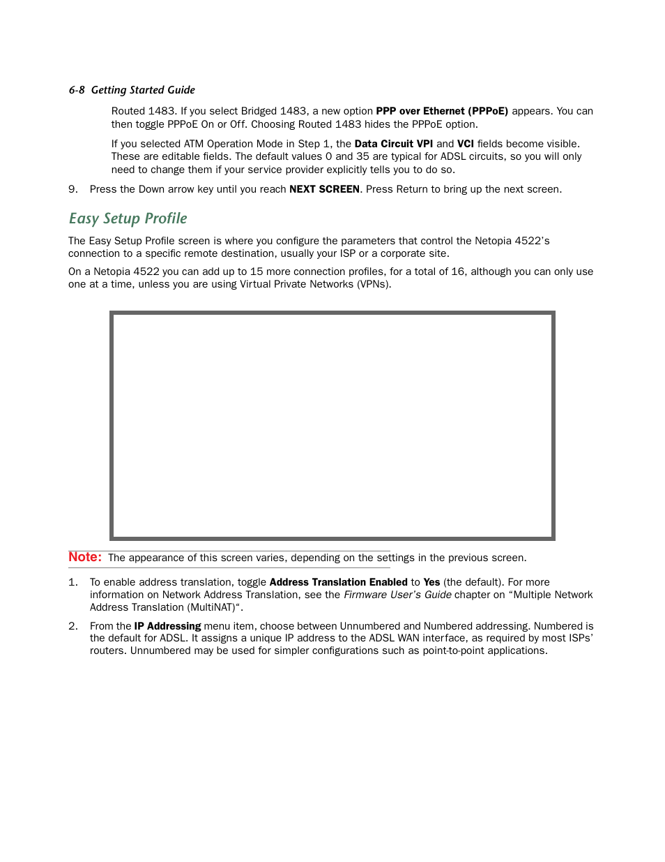 Easy setup profile, Easy setup profile -8 | Netopia 4522 T1 User Manual | Page 34 / 43