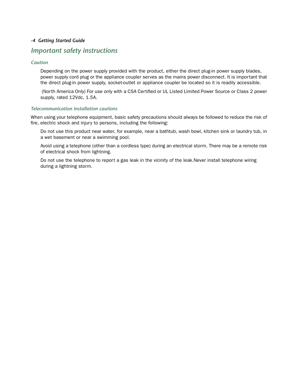 Important safety instructions | Netopia 4522 T1 User Manual | Page 42 / 43