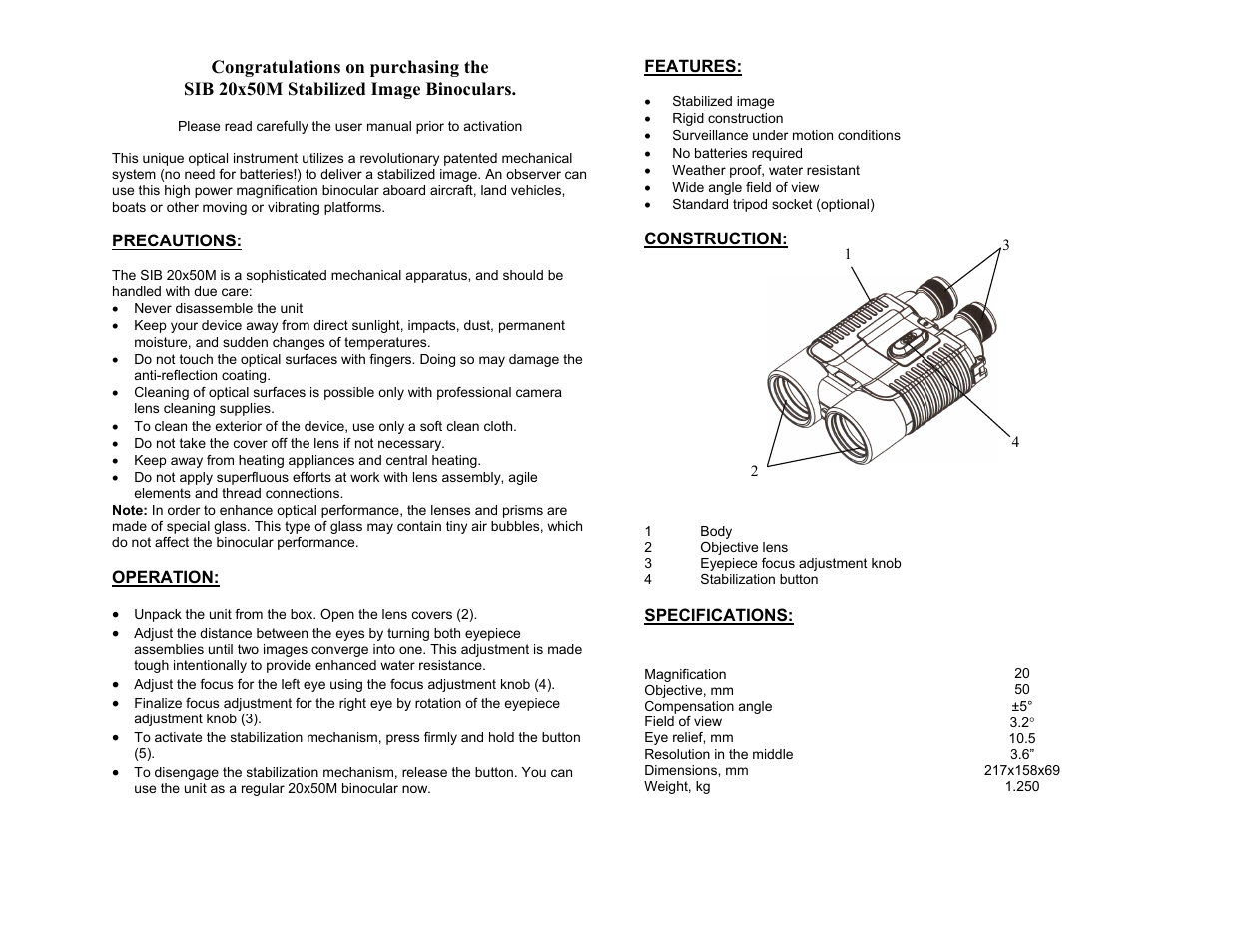 Newcon Optik SIB 20X 50M User Manual | Page 2 / 2
