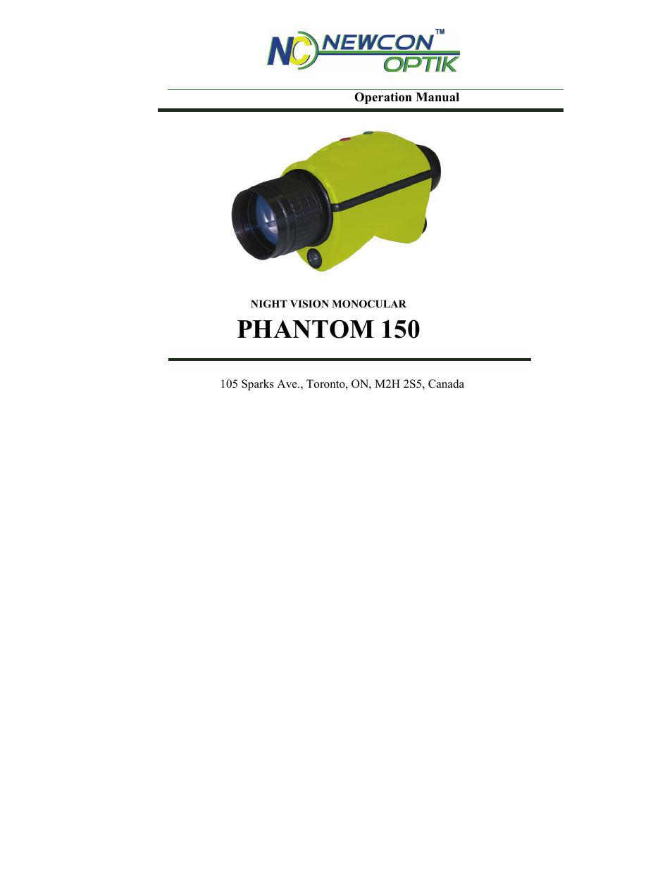 Newcon Optik 150 User Manual | 20 pages