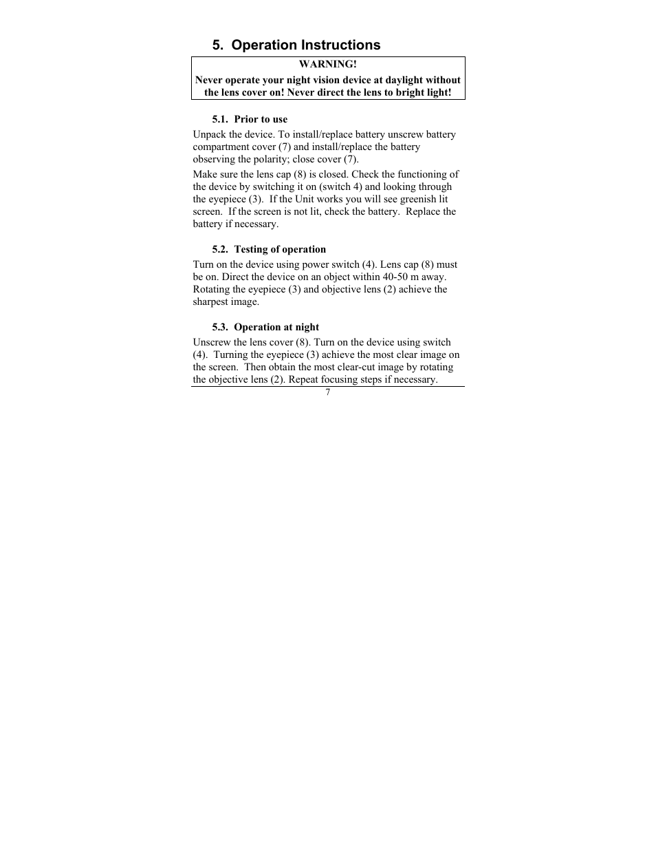 Operation instructions | Newcon Optik 150 User Manual | Page 11 / 20