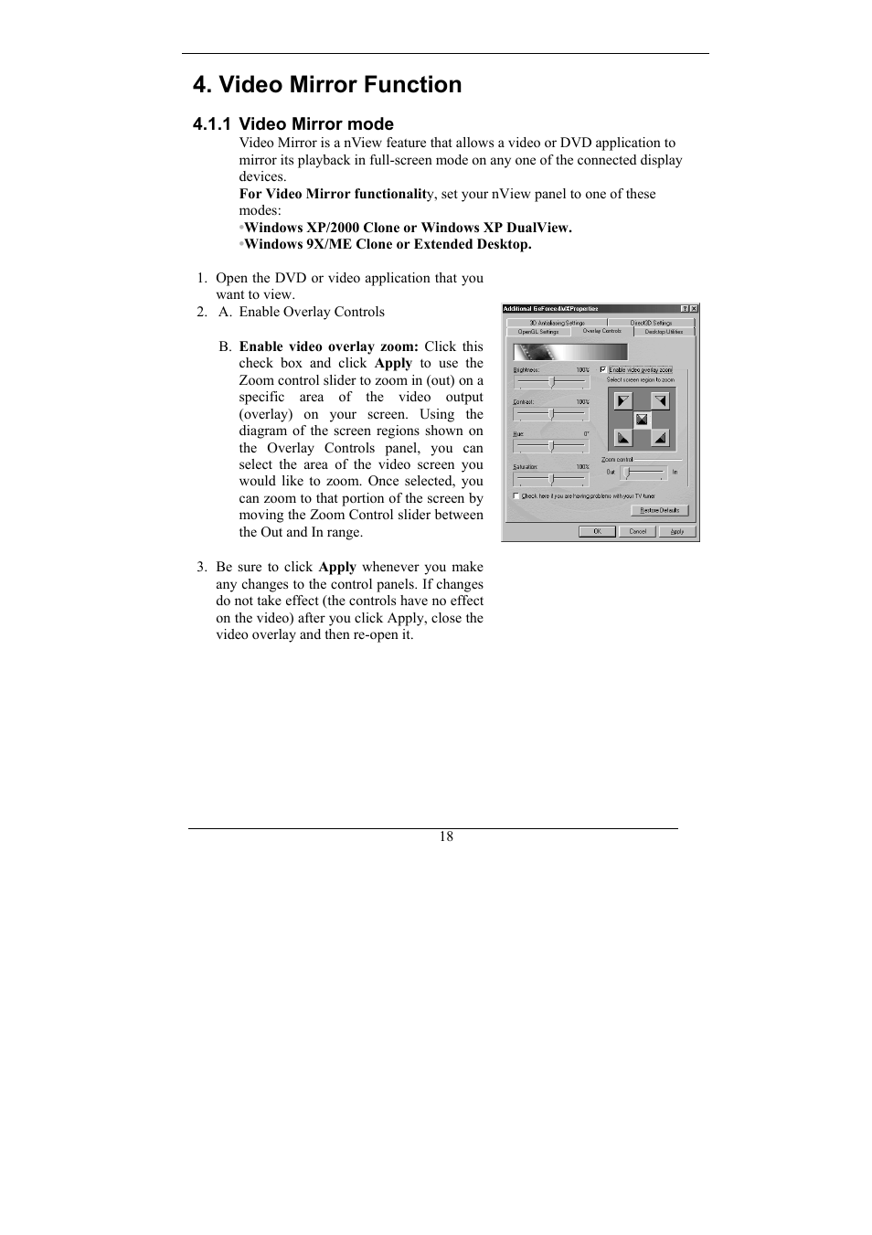Video mirror function | Nvidia Video Card GeForce MX Series User Manual | Page 17 / 23