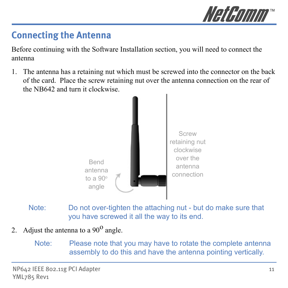 Connecting the antenna | NetComm NP642 User Manual | Page 11 / 36