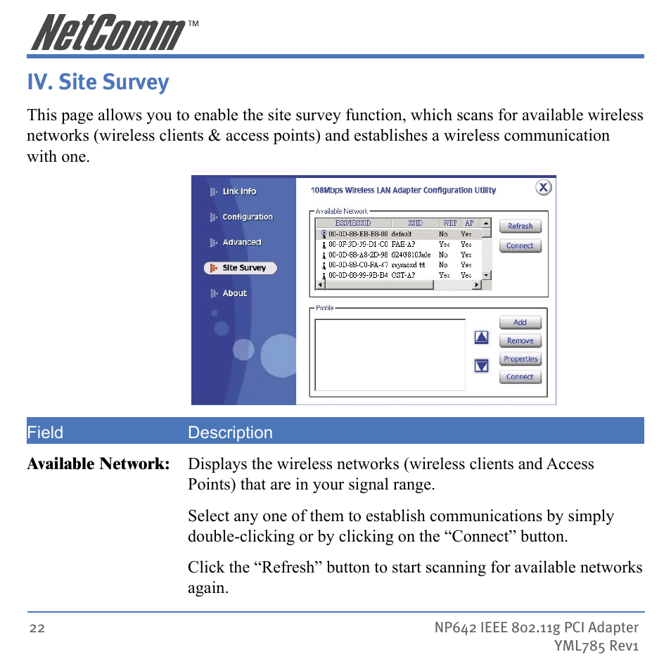 Iv. site survey | NetComm NP642 User Manual | Page 22 / 36